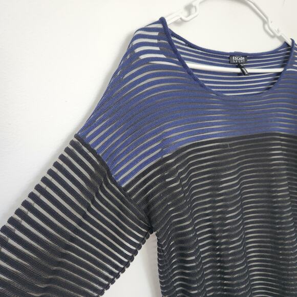 Escada Sport Jonathan Saunders Sheer Striped Pullover Sweater M Designer Grunge - Picture 4 of 8